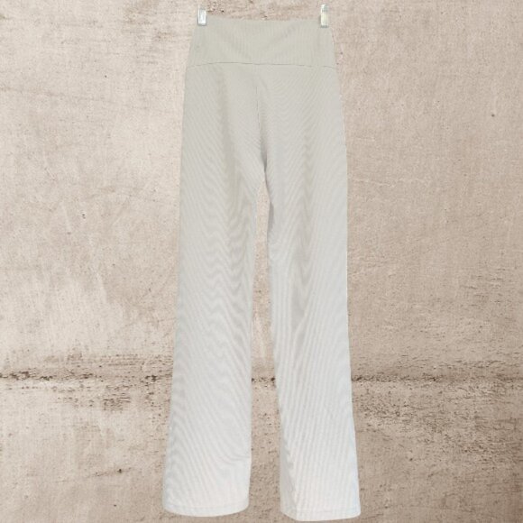 Lululemon Ribbed Softstreme Zip Flare Pants Bone Soft Knit High Rise Size 4 - Picture 3 of 13